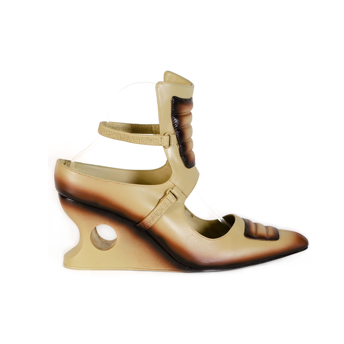 Beige Taupe Moto Wedge