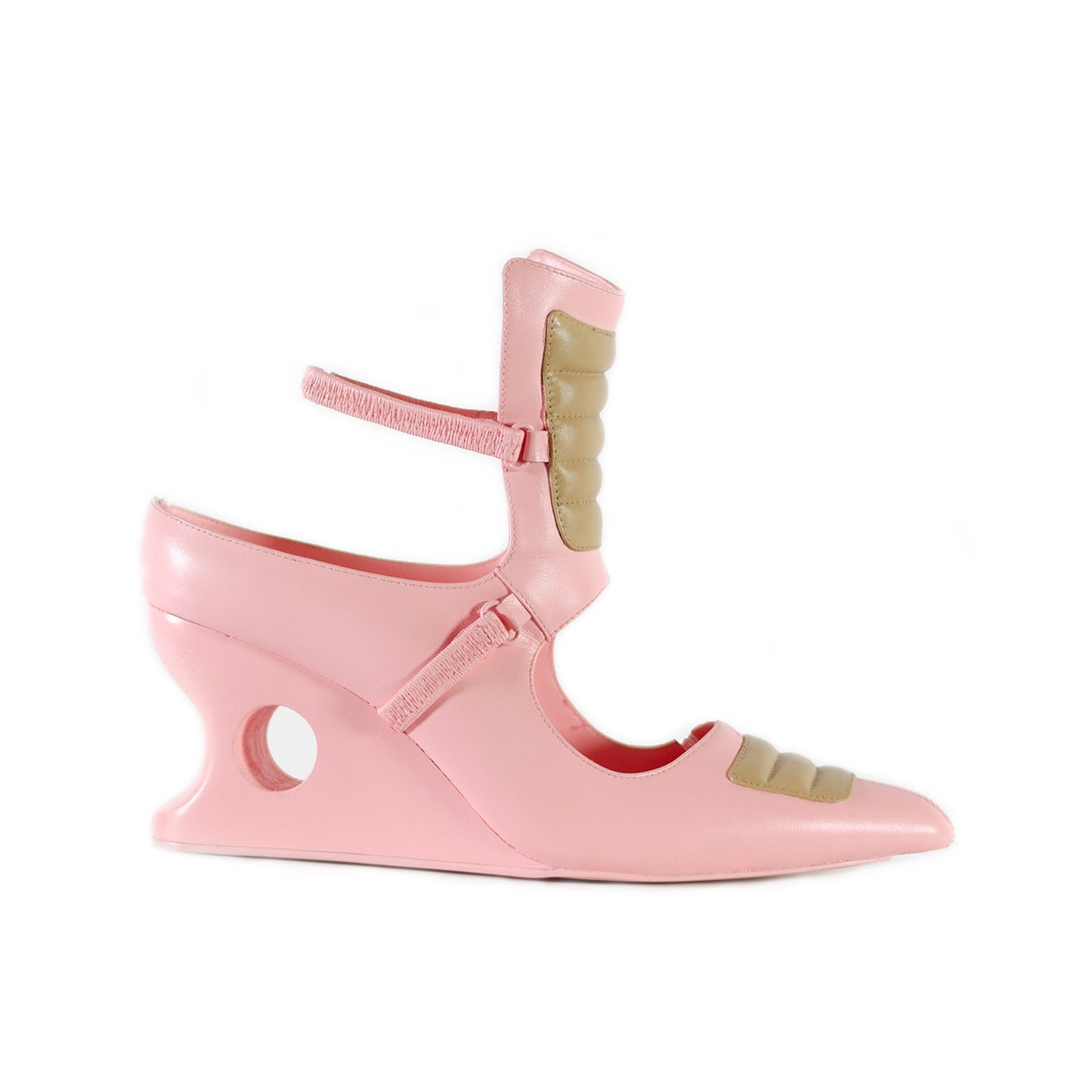 Pink/Beige Taupe Moto Wedge