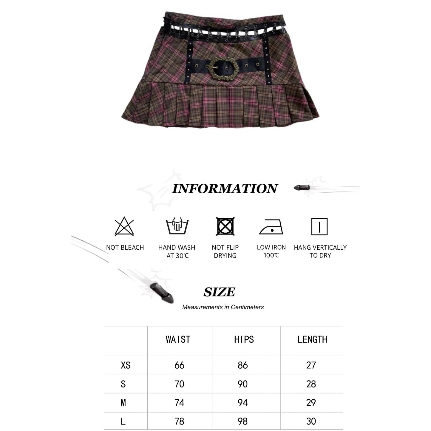 Mini Chain Pleated Skirt