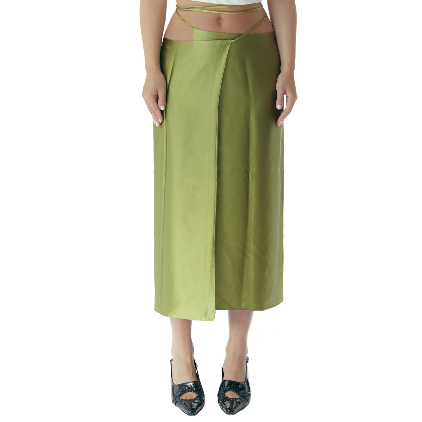 Ribbon Wrap Skirt Moss