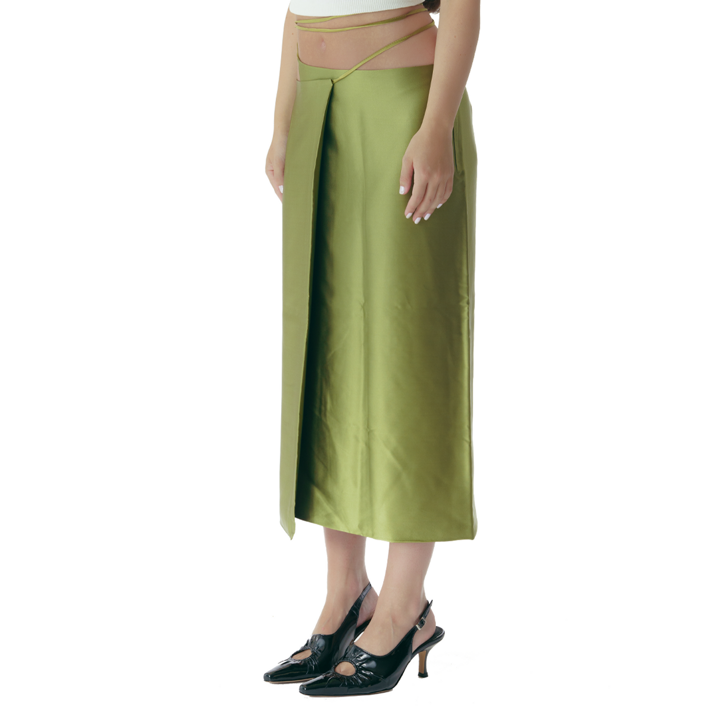 Ribbon Wrap Skirt Moss