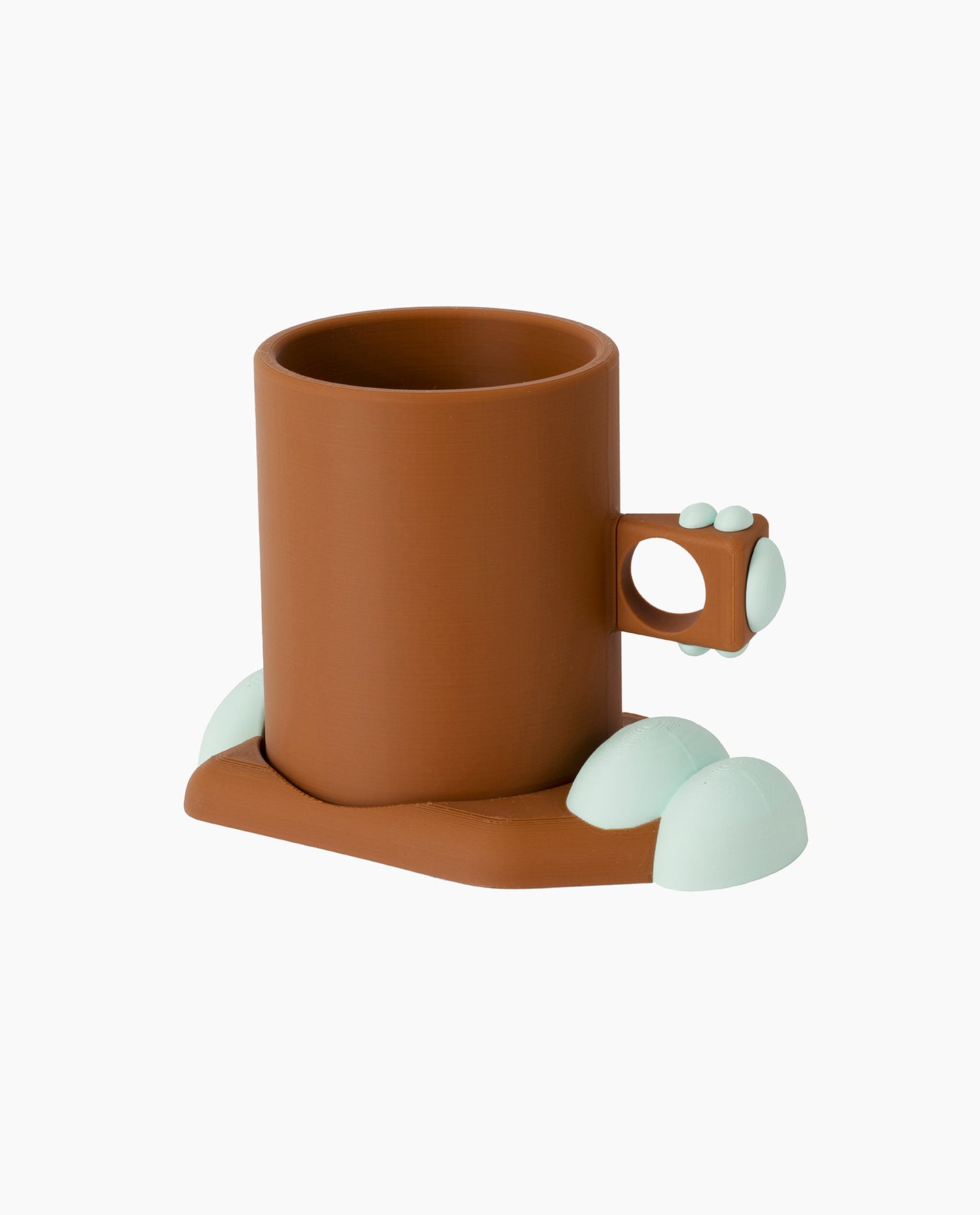 Brown and Soft Blue Ring Mug + Coaster