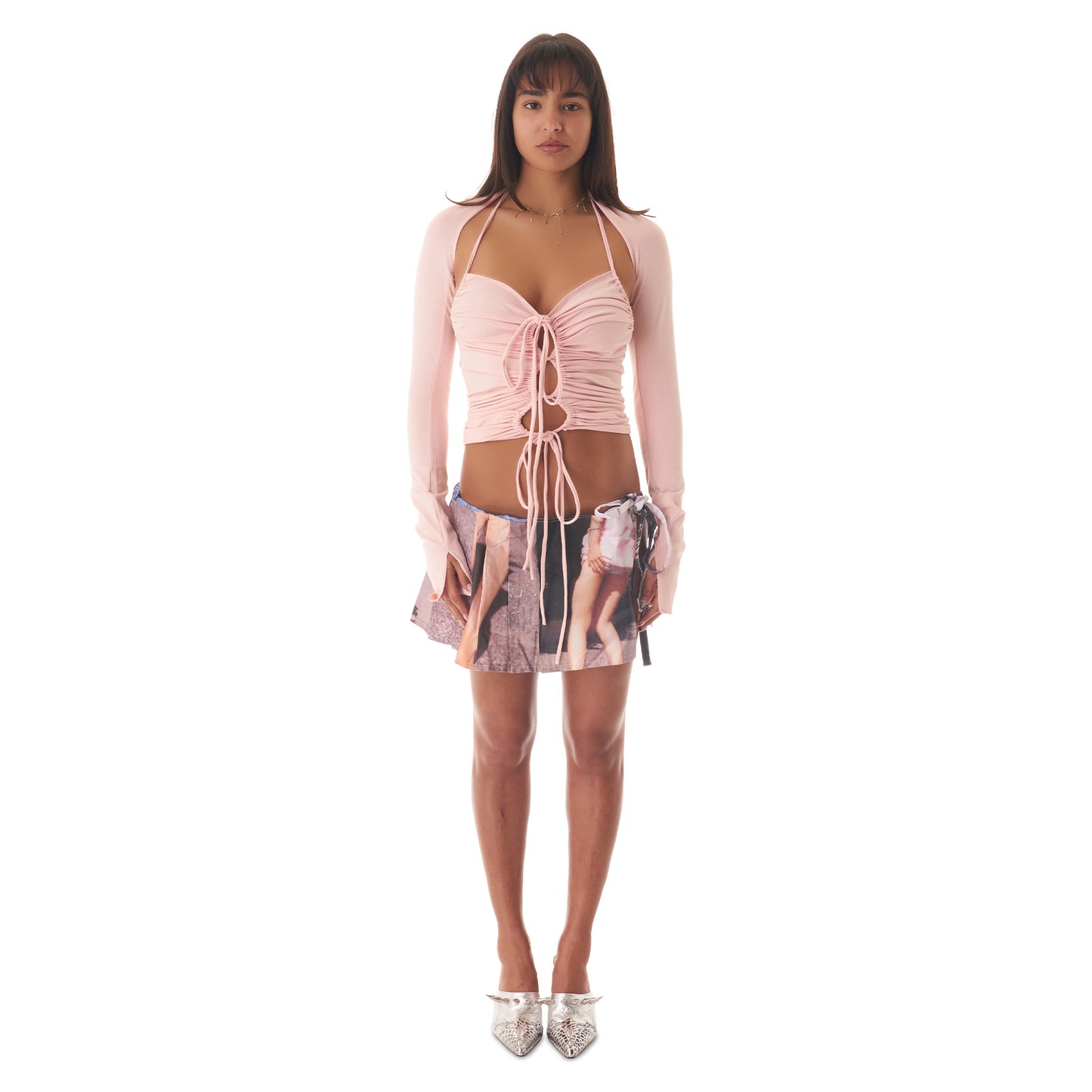 Digital Print Pleated Mini Mini Skirt
