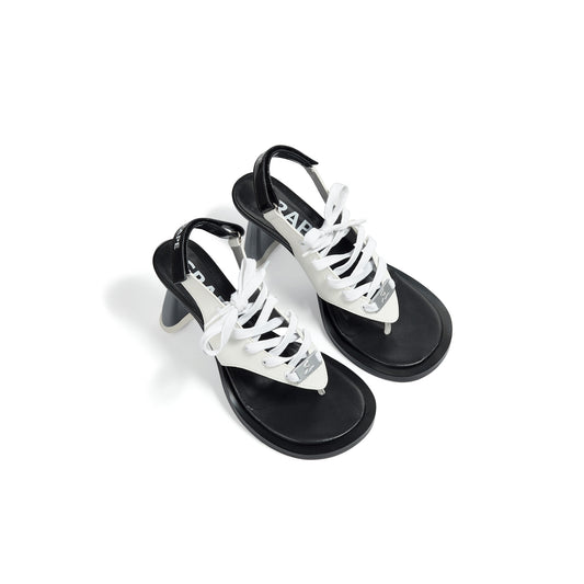 White Lace-Up Leather Sandals 'GF-1'