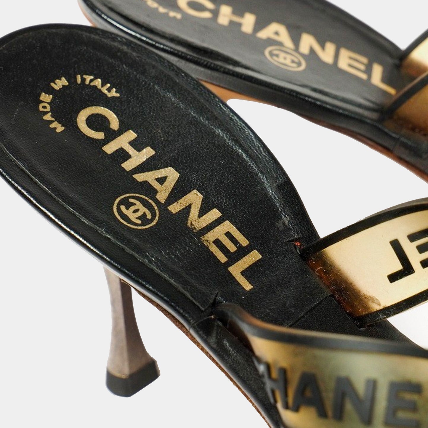 CHANEL SPORTS 2000S RUBBER LOGO THONG SANDALS