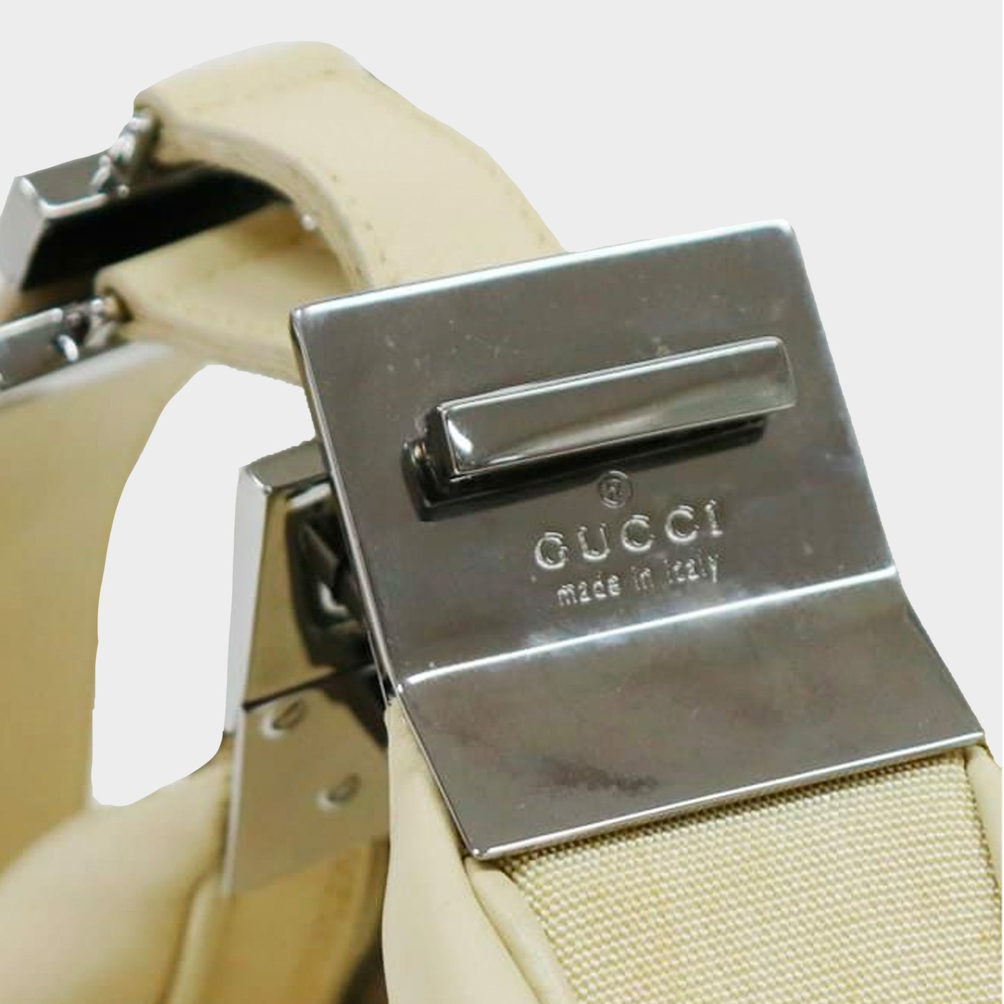 GUCCI 1990S CREAM LEATHER G CLASP HOBO BAG