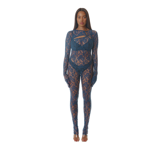 Navy Full Lace Catsuit