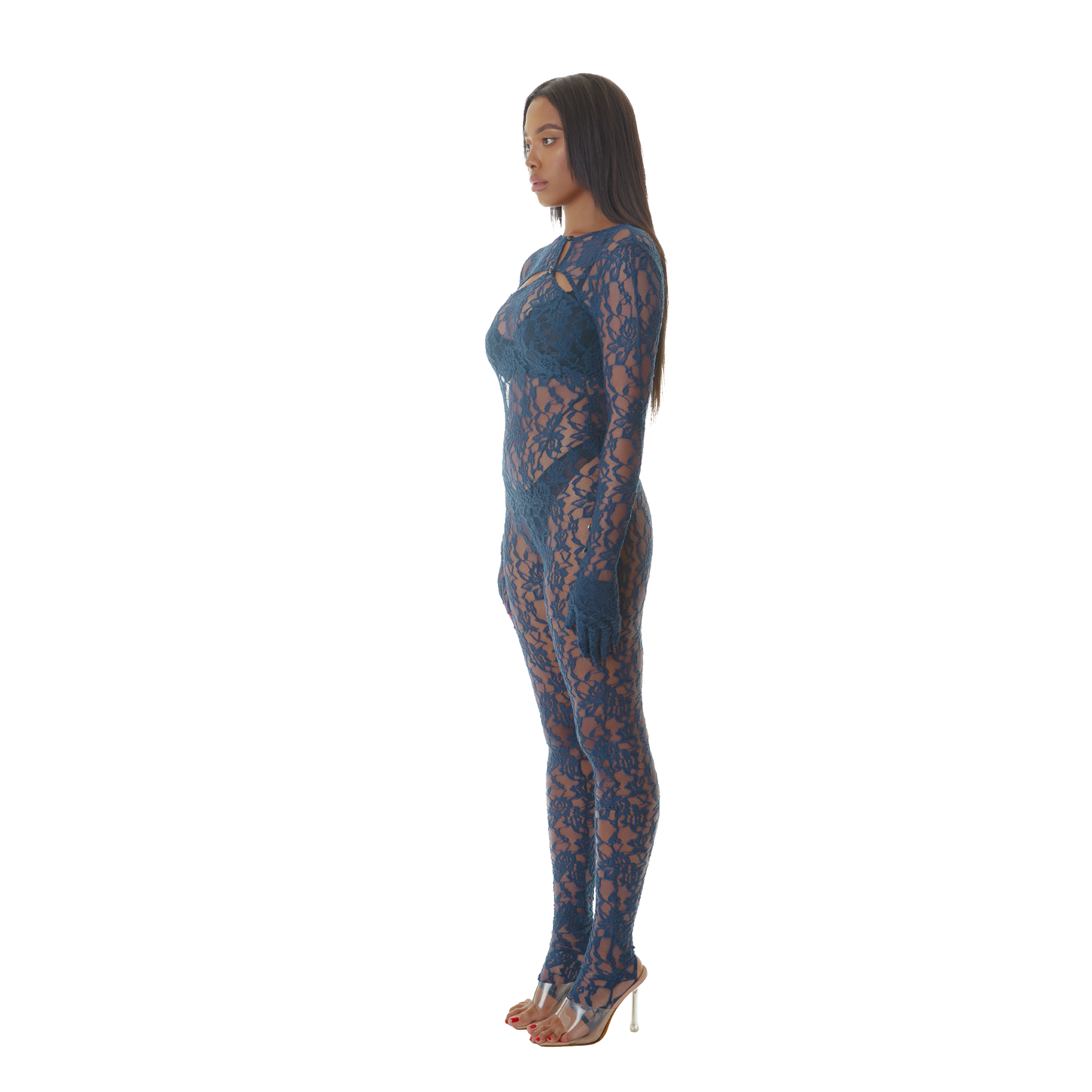 Navy Full Lace Catsuit