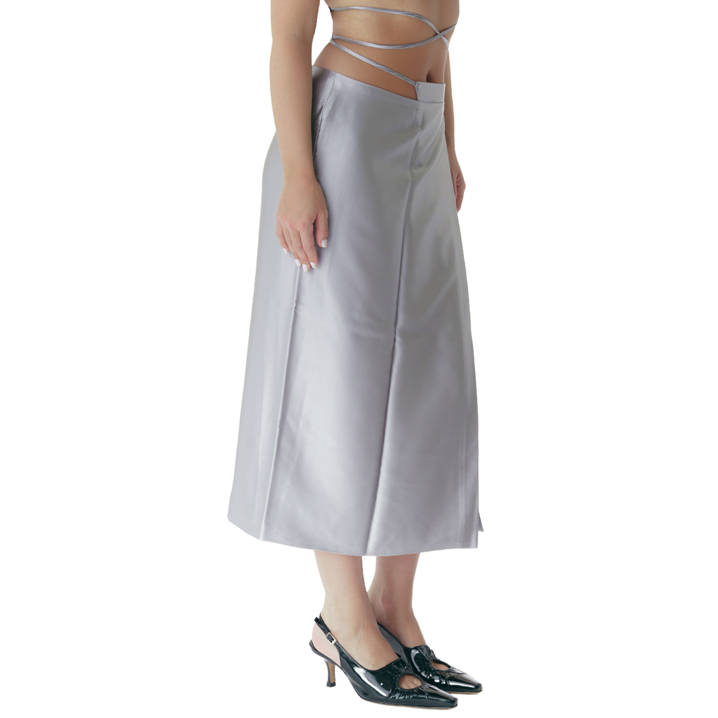 Ribbon Wrap Skirt Silver